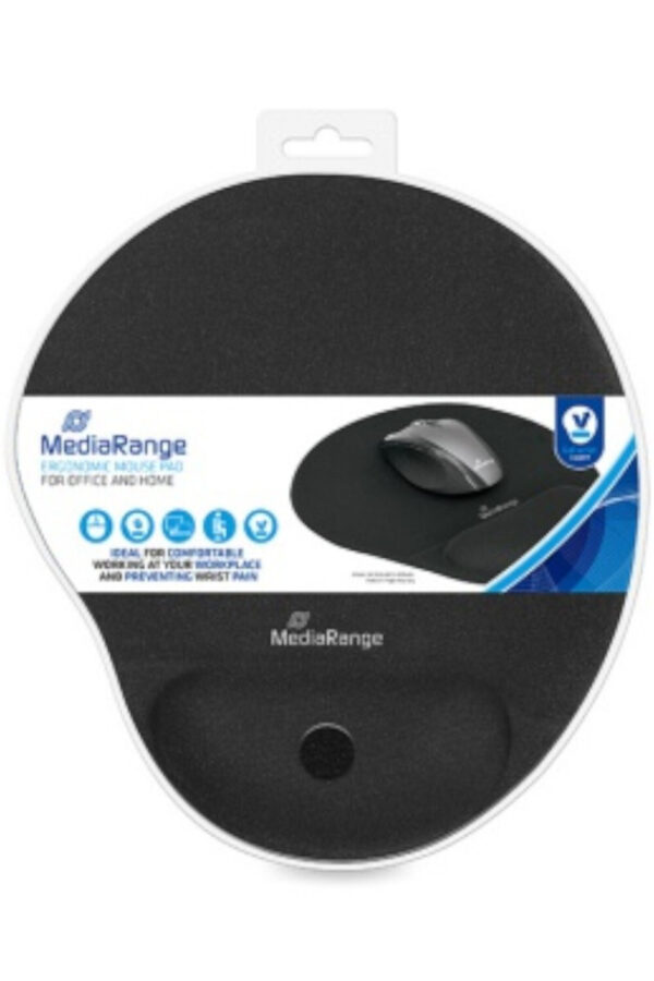 mediarange ergonomic mousepad black (mros250)