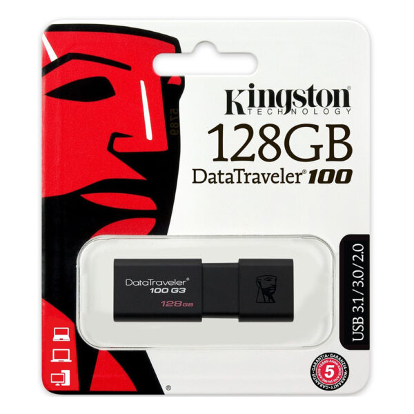 0016104 kingston data traveler 100 g3 128gb usb 30 flash drive black dt100g3128gb kindt100g3128gb 3