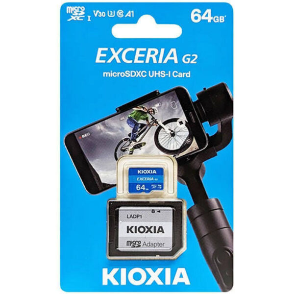 kioxia exceria g2 microsdxc 64gb class 10 u3 v30 uhs i (lmex2l064gg2)