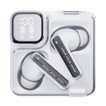 qcy melobuds neo white tws bt earbuds with led display, dual connection, anti air calls 7h