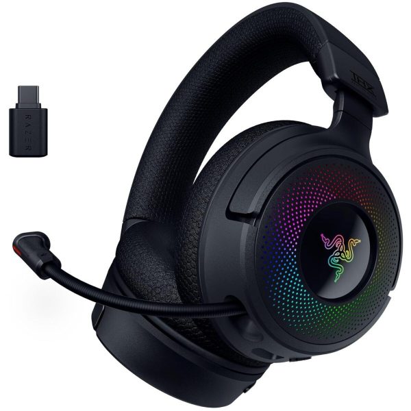 razer kraken v4 wireless 7.1 rgb gaming headset bt/2.4ghz/usb haptic feedback pc/ps5/ps4