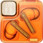 qcy melobuds neo orange tws bt earbuds with led display, dual connection, anti air calls 7h