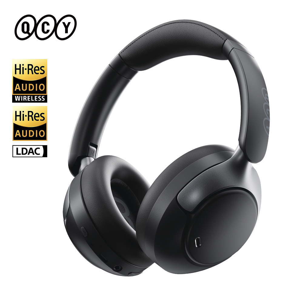 qcy h3 pro headset black hi res audio v5.4 bluetooth anc call noise cancelling headphones 40mm drive