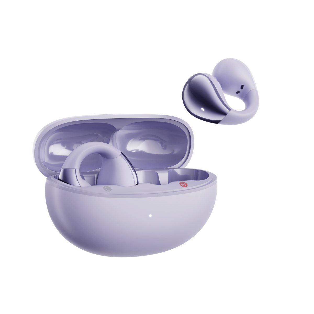 qcy crossky c30 purple (qt33) open ear tpu earclip, bass enhance algo. bt 5.4 dual connection earbud