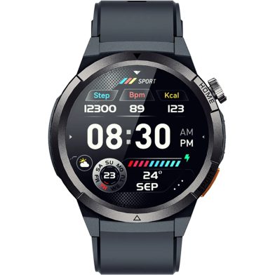 qcy active gx watch s12 black 1,43" amoled hd 466x466 metal crown & strap call hd bt watch ip68