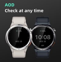 qcy active gx watch s12 black 1,43" amoled hd 466x466 metal crown & strap call hd bt watch ip68
