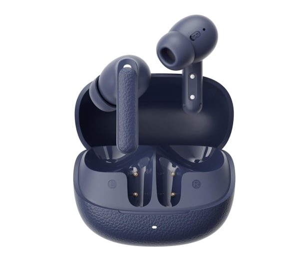 qcy buds anc blue (ht15) 45db anc tws earbuds 35h 5 mic enc, ear canal adaptive tech, leather case