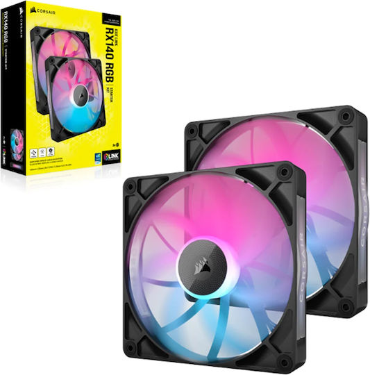 corsair icue rx140 rgb 140mm 2x pack black (co 9051020 ww)