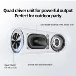 qcy sp7 red portable bluetooth speaker w stereo sound 40w, mic for calls, rgb light show