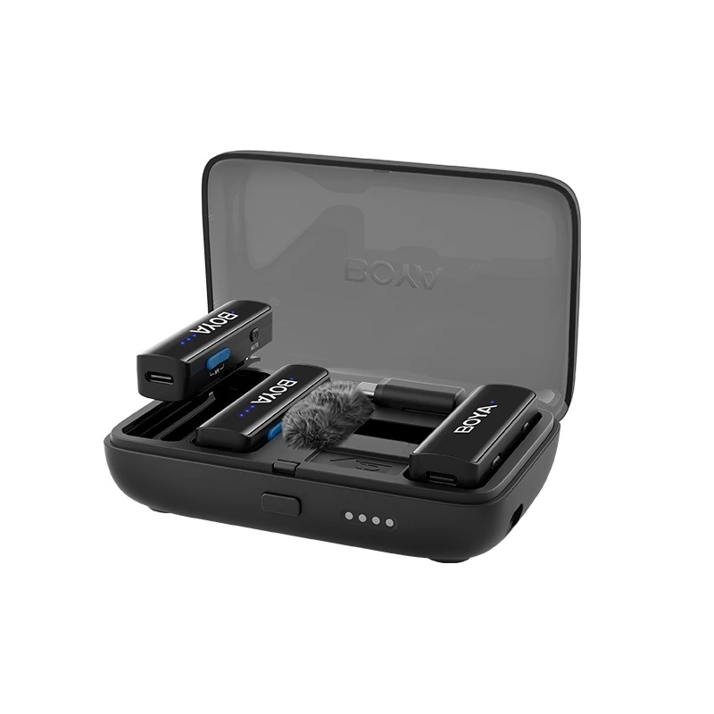 boya link v2 c2 mobile 2 person wireless mic usb c and 3,5 trs (laptop camera phone) no lightnintg