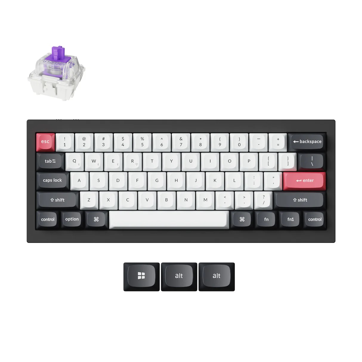 keychron q4 he (q4h c1) qmk wireless custom hall effect keyboard purple switch 60% us layout