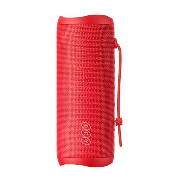 qcy sp7 red portable bluetooth speaker w stereo sound 40w, mic for calls, rgb light show