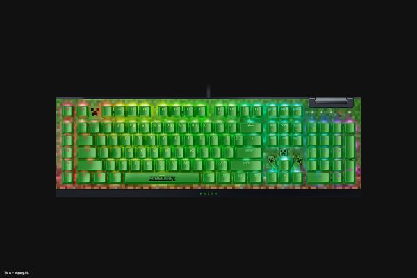 razer blackwidow v4 x minecraft + skin rgb gaming mechanical keyboard macro keys green switch
