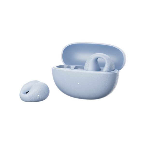 qcy crossky c10 blue open ear tpu earclip, ipx5 call noise reduction bt 5.4 earbuds 30h