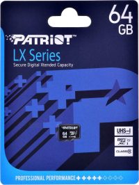 patriot lx series 64 gb microsdxc black uhs i u1 class 10 (psf64gmdc10)