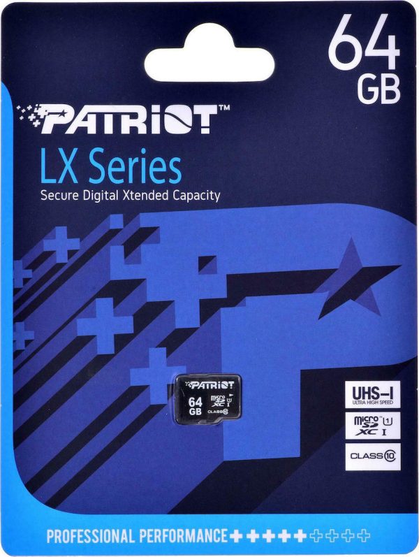 patriot lx series 64 gb microsdxc black uhs i u1 class 10 (psf64gmdc10)