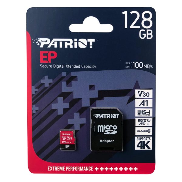 patriot ep 64 gb microsdxc black/red uhs i u3 class 10 v30 a1 (pef64gep31mcx)